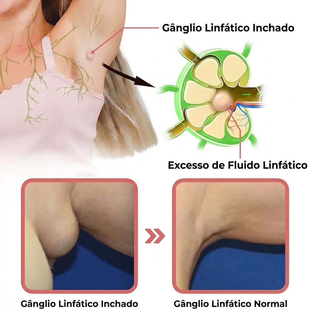 Gânglio Linfático Inchado vs Normal
